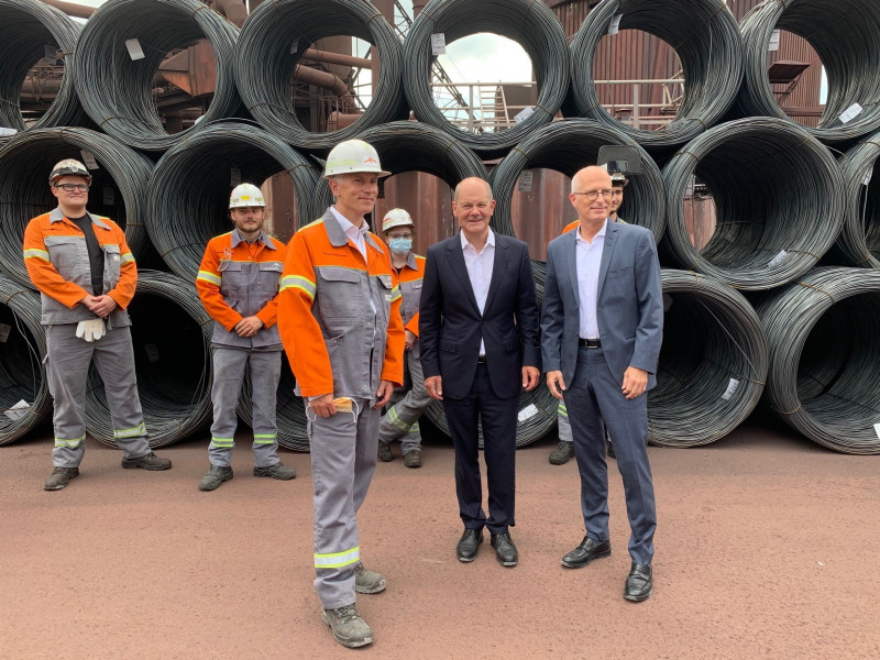 ArcelorMittal_Scholz-Besuch_Dr. Uwe Braun Olaf Scholz und Peter Tschentscher