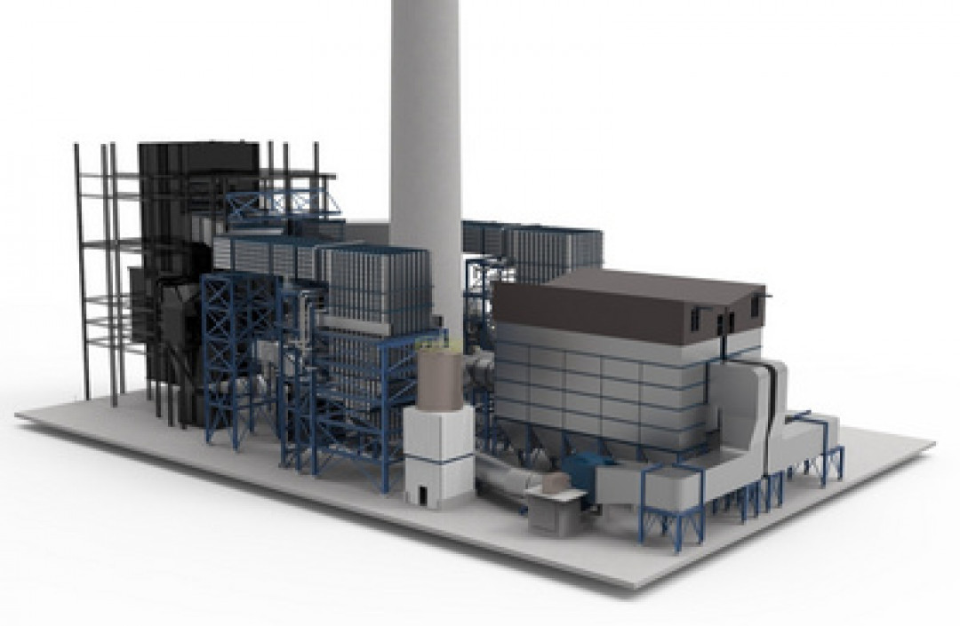 Modell der künftigen Rauchgasreinigungsanlage im Kraftwerk Nr. 2 von Acciaierie d'Italia (CET 2) - Abb.: Primetals Technologies, Limited