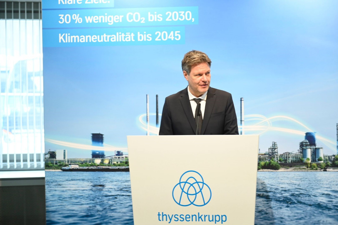 Der Bundesminister für Wirtschaft und Klimaschutz Robert Habeck war am 22.02.2022 zu Besuch bei thyssenkrupp. - Photo: thyssenkrupp