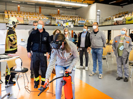 Auch eine virtuelle Brandschutzübung ist Bestandteil der Praxistage der Salzgitter Flachstahl GmbH
