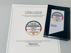 Wuppermann gehört zu den Preisträgern des "Deutschen Awards für Nachhaltigkeitsprojekte 2022" in der Kategorie „Produktion"