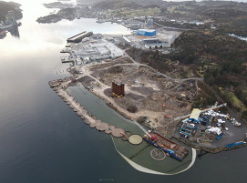 Bau eines Fischerei-Terminals im Hafen von Egersund, Norwegen