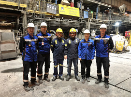 Mitglieder des Projektteams von Gerdau und Primetals Technologies, das eine neue Lösung zur Prozessoptimierung und Qualitätssteuerung im integrierten Stahlwerk in Ouro Branco, Brasilien, implementiert hat.