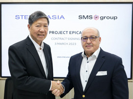 Benjamin Yao, Chairman und CEO of SteelAsia (links) und Prof. Pino Tesè, Chief Sales Officer India und Asia-Pacific Region of SMS group (rechts)