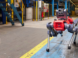 Der ANYmal Roboter bei seiner täglichen Sicherheitskontrollrunde im Outokumpu Werk in Krefeld
