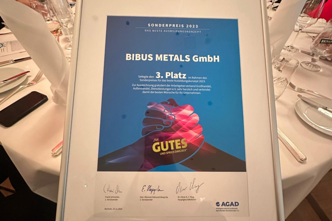 Die Bibus Metals GmbH wurde für ihr Ausbildungskonzept ausgezeichnet. - Foto: Bibus Metals GmbH