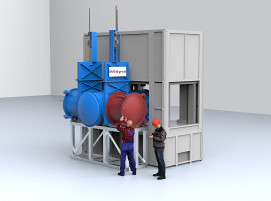3D-Visualisierung des in die Presse integrierten Isothermschmiede-Moduls.