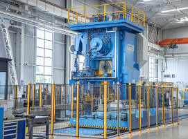 Neue vollautomatische Exzenterschmiedepresse MP 3150 in der neuen Schmiedewerkstatt von TZCO in Jinzhong, China.