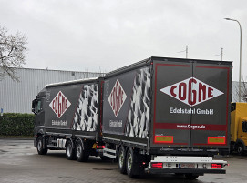 Seit wenigen Monaten ergänzt ein neuer 2-Achs-Tandemanhänger die Lkw-Flotte der Cogne Edelstahl GmbH in Stuhr.