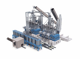 Schematische Darstellung einer Direktreduktionsanlage, welche den Smelter, ein Elektroschmelzofen von Primetals Technologies, beschickt und damit einen der drei in der Studie möglichen Produktionsweg veranschaulicht