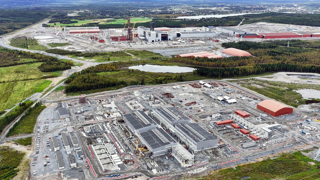 Luftbild des im Bau befindlichen Stahlkomplexes in Boden (Schweden) - Photo: Stegra