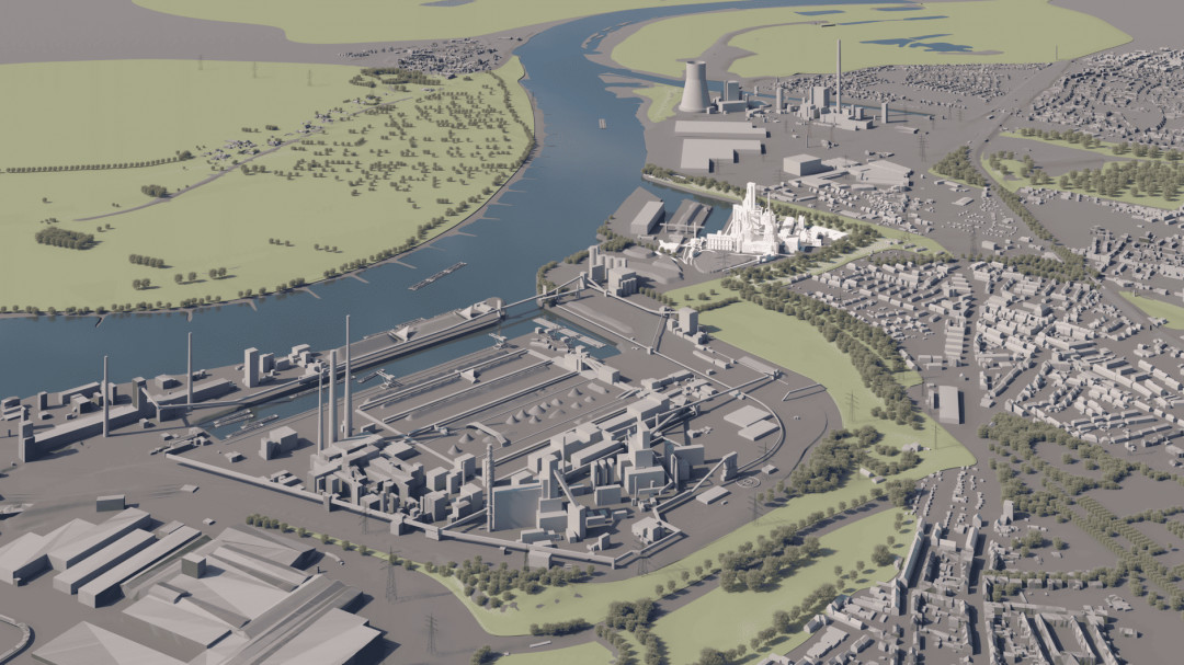 Visualisierung der ersten Direktreduktionsanlage von thyssenkrupp Steel am Standort Duisburg - Archivbild: thyssenkrupp