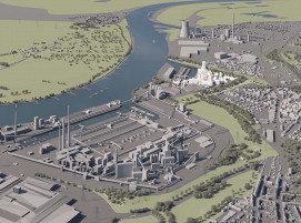 Visualisierung der ersten Direktreduktionsanlage von thyssenkrupp Steel am Standort Duisburg